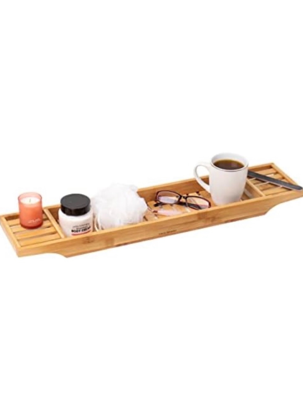 Mind Reader Bamboo Bath Tray Natural Bamboo Brown Bathtub Caddy Tray - New